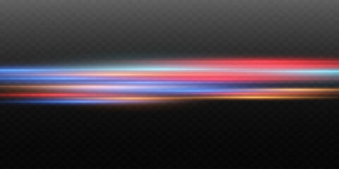 Set of lines. Speed ​​of light rays and glare effect. On transparent background. Vector. EPS 10.