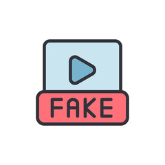 Fake news video colored icons, minimalist vector illustration ,simple transparent graphic element .Isolated on white background