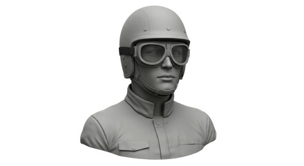 Isolated Bust of Man in Vintage Racing Gear