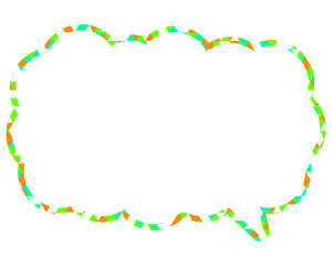 ステンドグラス風吹き出し　三角形模様　細長い雲形