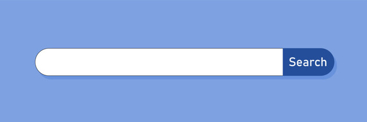 Search bar. Internet search engine website blank search field. Blue background.