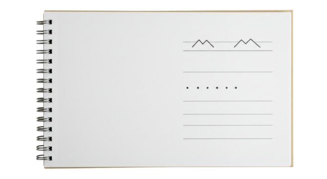 Isolated Spiral Notebook with Lines and Dots