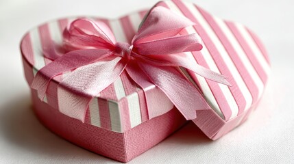 a heart-shaped gift box with a ribbon on a white isolated background, romantic and festive look for Valentine is Day