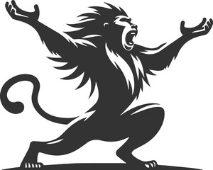 Animal vector baboon silhouette