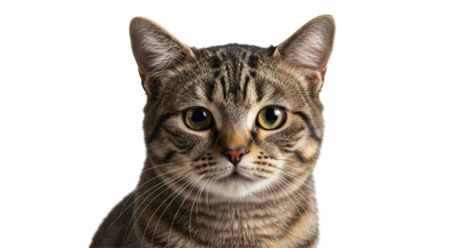Isolated Close-up Portrait of Tabby Cat