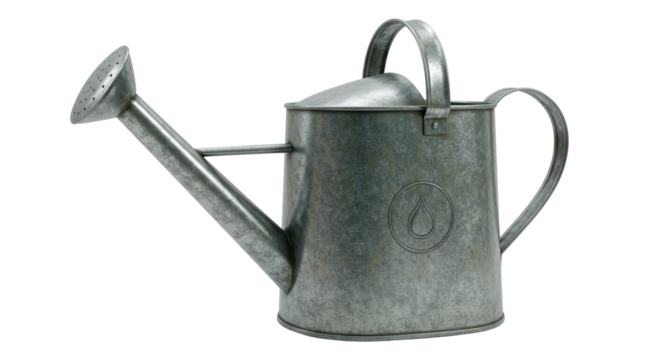 Isolated Vintage Metal Watering Can Garden Tool