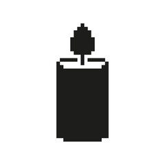 Pixel Art Candle Icon. Symbol of Light, Memory, and Warmth. Isolated Vector Illustration