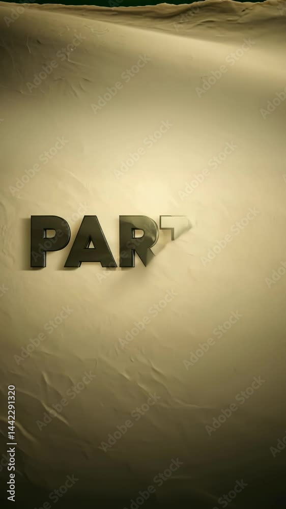 Poster part 3 is written in gold letters. the letters are outlined in black. the letters are large and bold