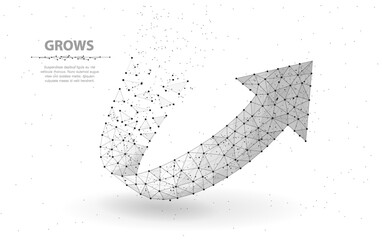 Arrow growth. Low poly wireframe mesh style.