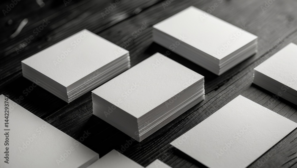 Aufkleber Mockup of Business Cards on Background Surface. Flat Lay Layout. Empty Space for Text