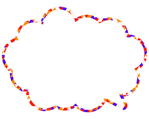 ステンドグラス風吹き出し　三角形模様　丸みのある雲形