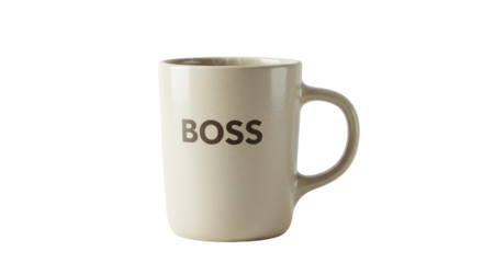 Isolated White Mug with 'BOSS' Text