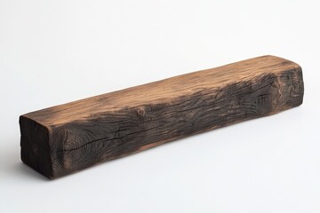 Fototapeta premium A rectangular piece of dark, aged wood, displayed on a plain background.