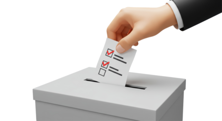 Isolated Hand Placing Ballot in Voting Box Symbolizing Democratic Process