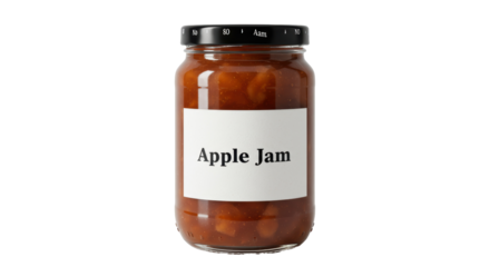Isolated Glass Jar of Homemade Apple Jam with Label