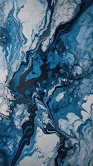 Abstract Painting in Blue and White Swirls for Artistic Background