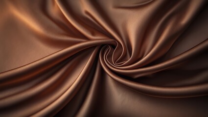 Fabric Background in Brown Orange Silk Satin. For Design Use. Gradient. Dark Abstract Elegant Background. Matte and Shiny. Template.