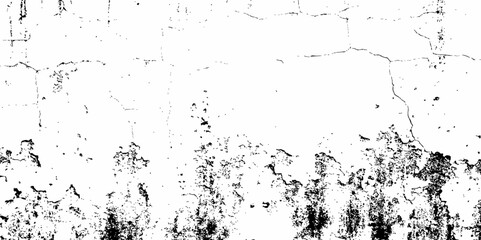 Dust or old grunge concrete building damaged grunge wall black and white texture effect white background.