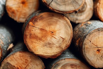 The forest is home to pine and spruce trees, with log trunks piled up as part of the logging and timber wood industry