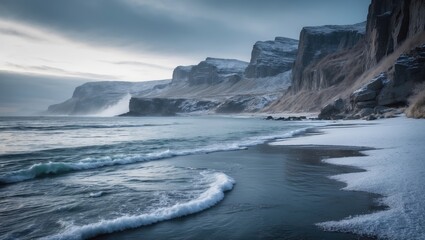 Chilled waterfall on a cold winter day