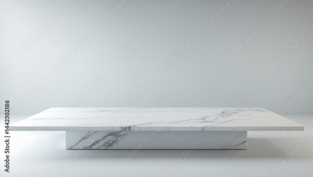 Poster marble tabletop featuring a textured surface, isolated glossy granite shelf backdrop, perspective ce