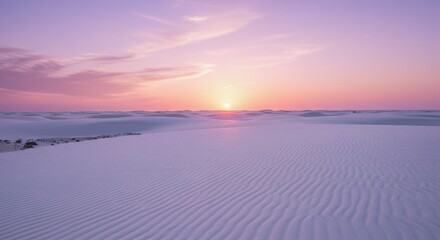 Sunset Over White Sands Desert with Soft Pink and Purple Hues