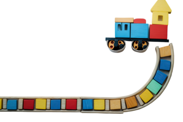 Colorful train toy on a track