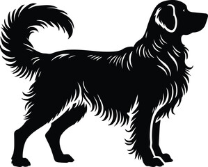 Golden Retriever Black and White Vector Silhouette