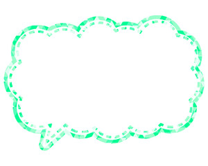 ステンドグラス風吹き出し　三角形模様　細長い雲形