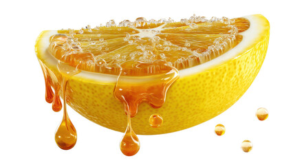 Lemon and Honey:  A vibrant slice of lemon with glistening honey dripping from its edges, creating a tantalizing visual of a sweet and sour combination.  