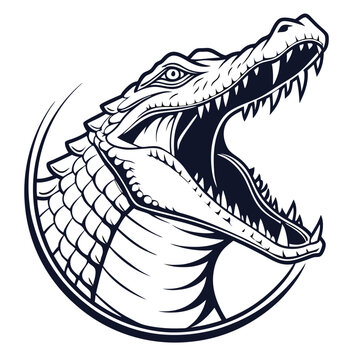 Powerful crocodile head, fierce and primal
