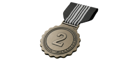 Isolated Second Place Medal with Ribbon