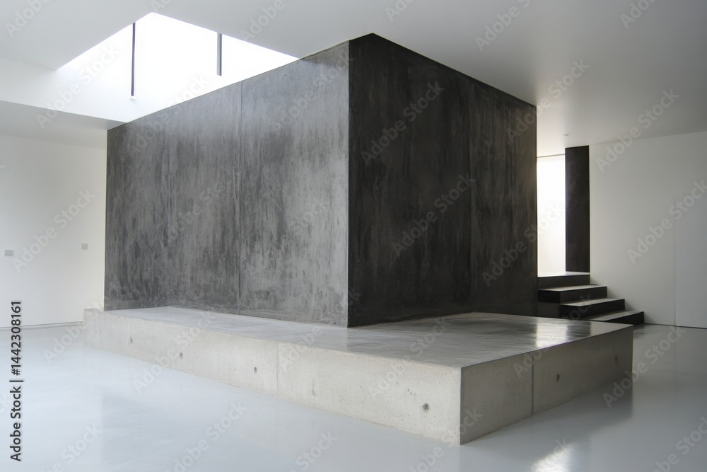 Aufkleber striking architectural composition of a gray concrete structure, elevated in a bright, minimalist sp