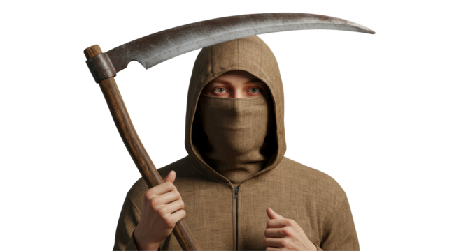 Isolated Grim Reaper Figure with Scythe