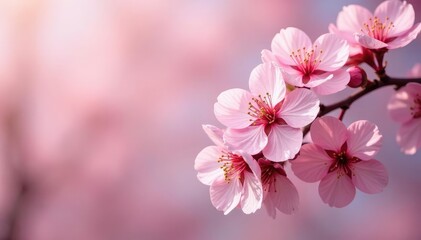 Fototapeta premium Delicate pink sakura blossoms, full bloom, soft petals , gentle, floral