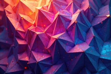 Naklejka premium Intricate tessellation of geometric shapes in vibrant hues, wallpaper, tile, polygon