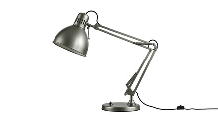 Isolated Articulated Desk Lamp with Adjustable Arm in Metallic Gray Finish