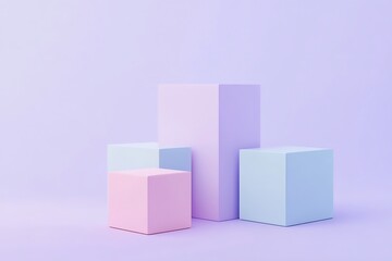 Obraz premium Pastel color blocks, 3D rendering