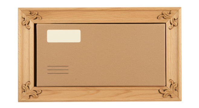 Isolated Envelopes with Wood Frame Representing Document Packaging