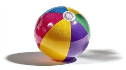 a colorful beach ball on a white isolated background, fun and summery look