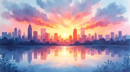 Fototapeta premium Twilight Symphony: Urban Elegance
