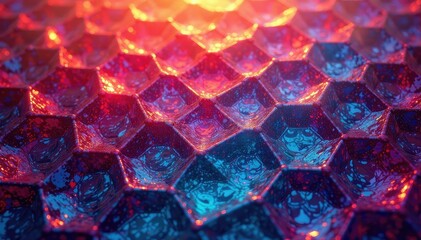 Intricate tessellation of hexagons & triangles, digital art, texture, tile