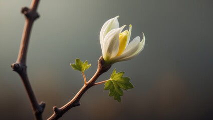 Small-leaved vine bud in the vineyard
