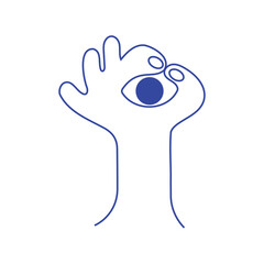 Minimalist Linear Vector Illustration of a Hand with an Eye Design