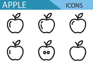 Outline Style Apple Icons Set for Digital and Print Design Projects