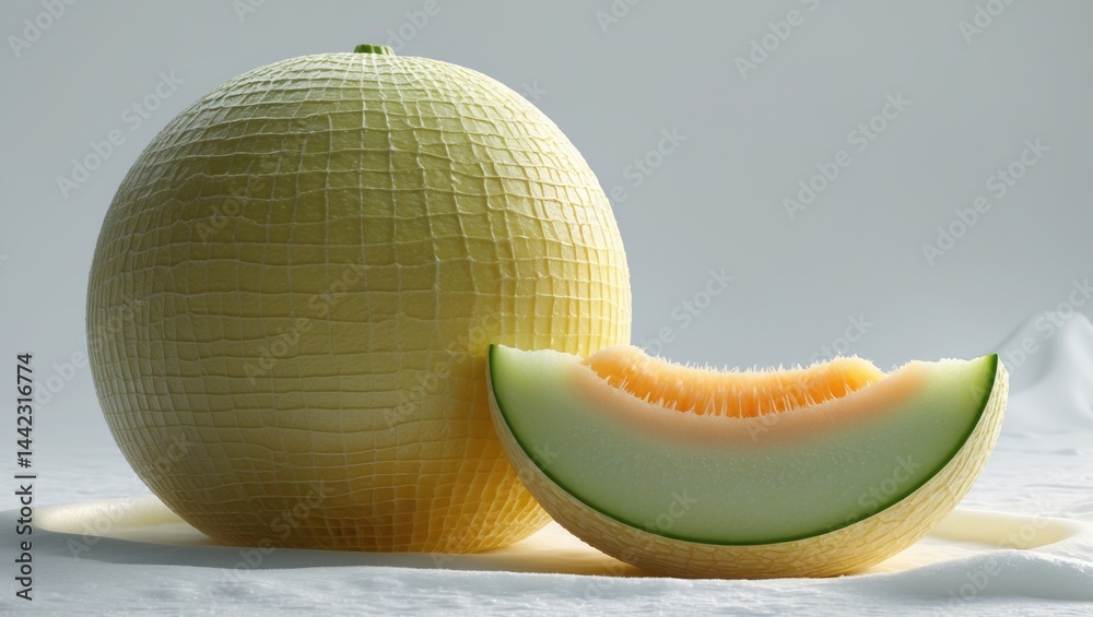 Poster Cantaloupe melon on a backdrop. entire depth of field
