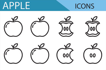 Set of Clean and Simple Apple Icons in Flat Design Style