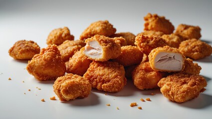 Golden Fried Chicken Nuggets against a Neutral Background