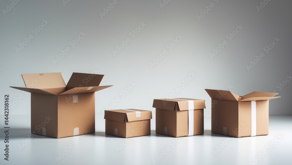 Poster white background with a single cardboard box