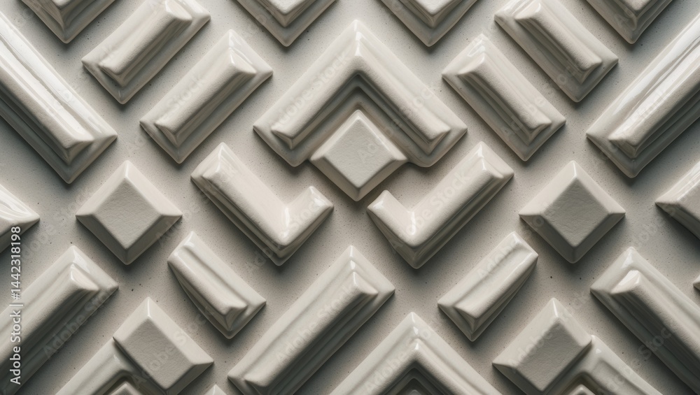 Poster detailed view of ceramic rhombus tile's mosaic pattern on the reverse surface